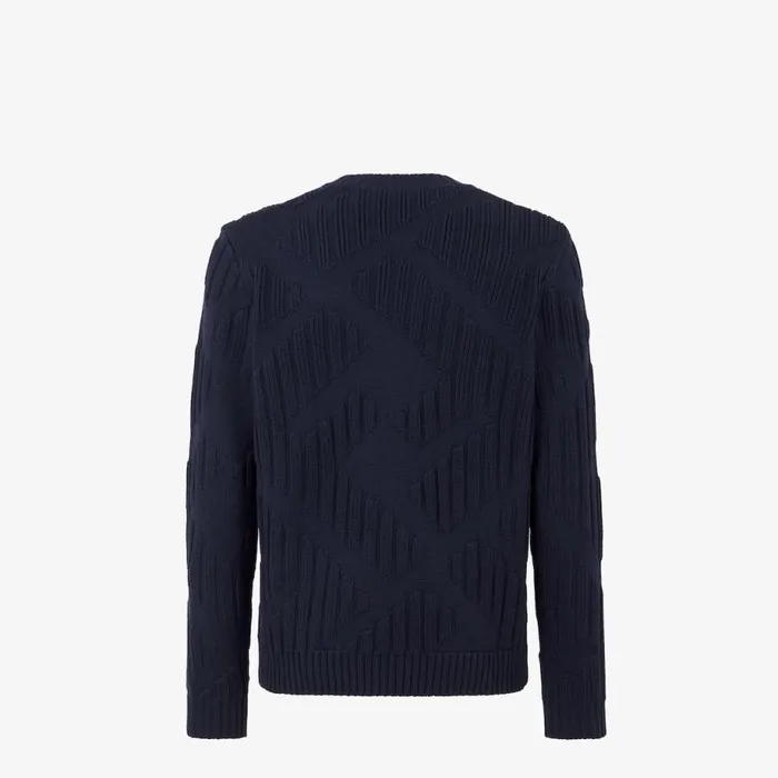 Man Blue Wool Pullover Blue Fendi Knitwear