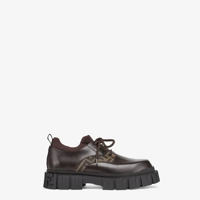 Man Brown Leather Lace Up Brown Fendi Lace Ups and Boots