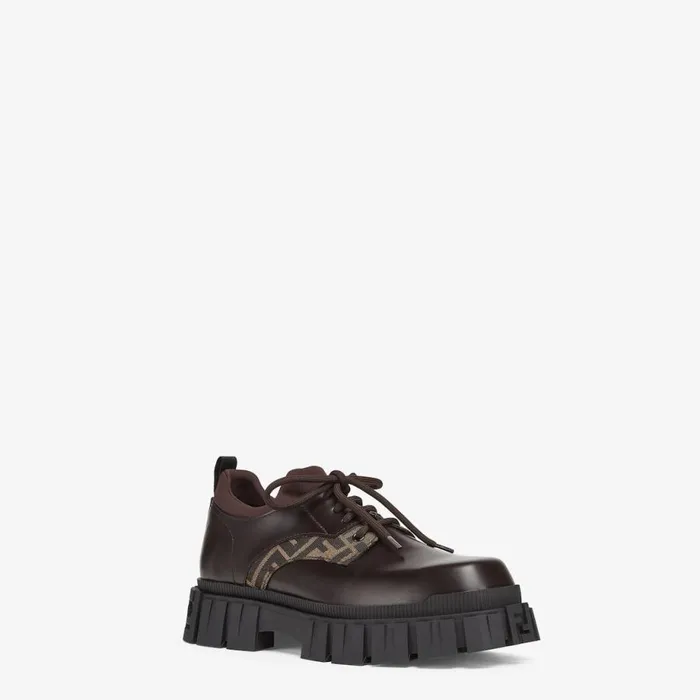 Man Brown Leather Lace Up Brown Fendi Lace Ups and Boots