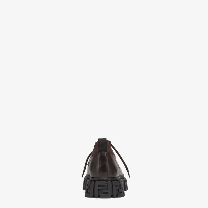 Man Brown Leather Lace Up Brown Fendi Lace Ups and Boots