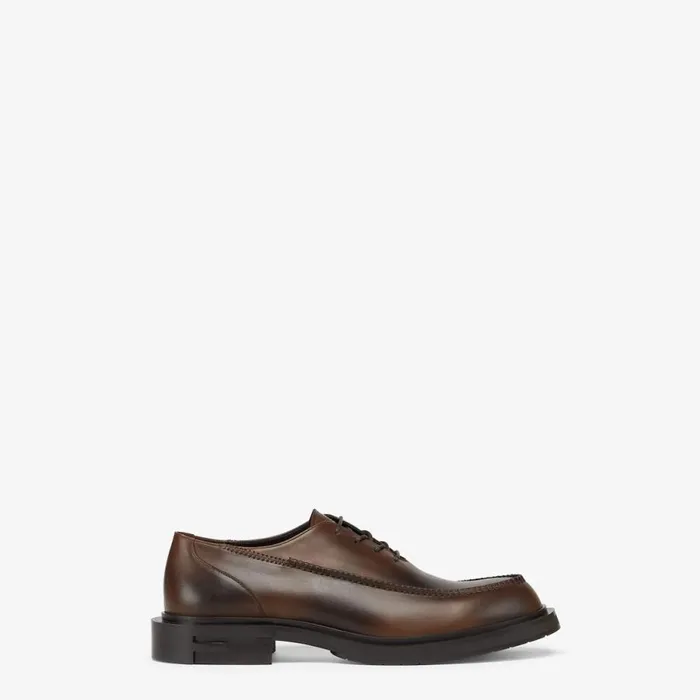 Man Brown Leather Lace Ups Brown Fendi Lace Ups and Boots