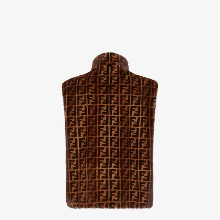 Man Brown Mink Gilet Brown Fendi Coats and Outerwear