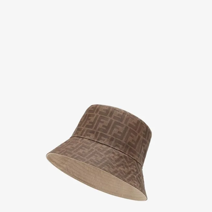Man Brown Tech Fabric Hat Fendi Hats and Gloves
