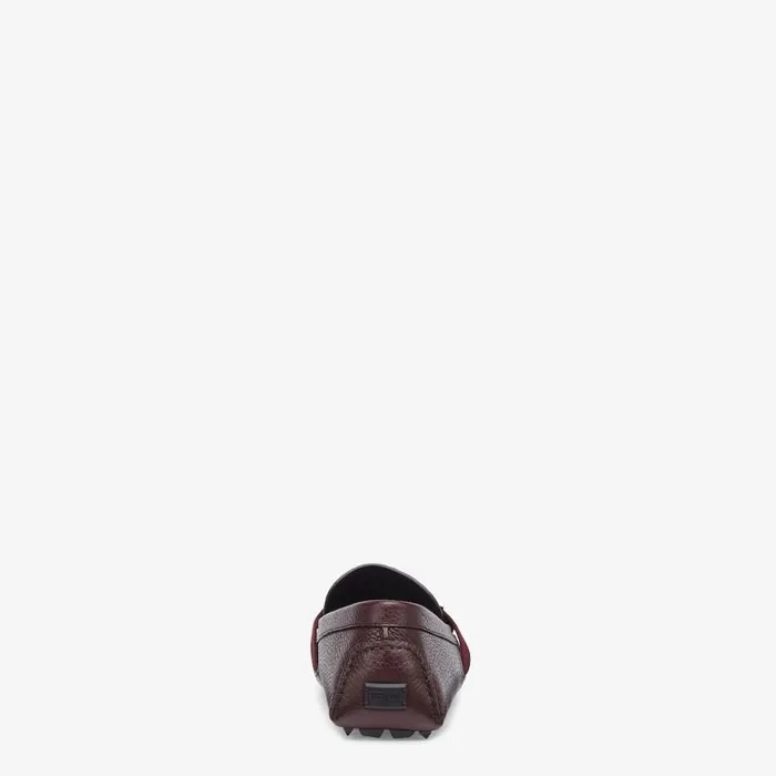 Man Burgundy Leather Drivers Red Fendi Loafers and Mocassins