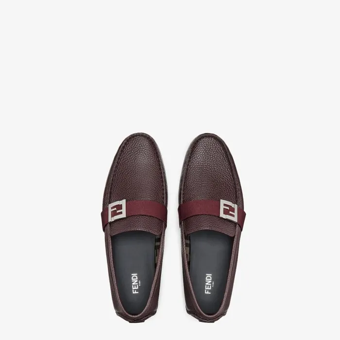 Man Burgundy Leather Drivers Red Fendi Loafers and Mocassins