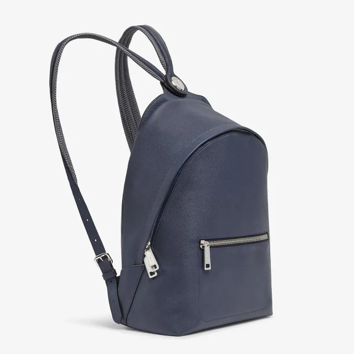 Man Dark Blue Leather Backpack Blue Fendi Backpacks
