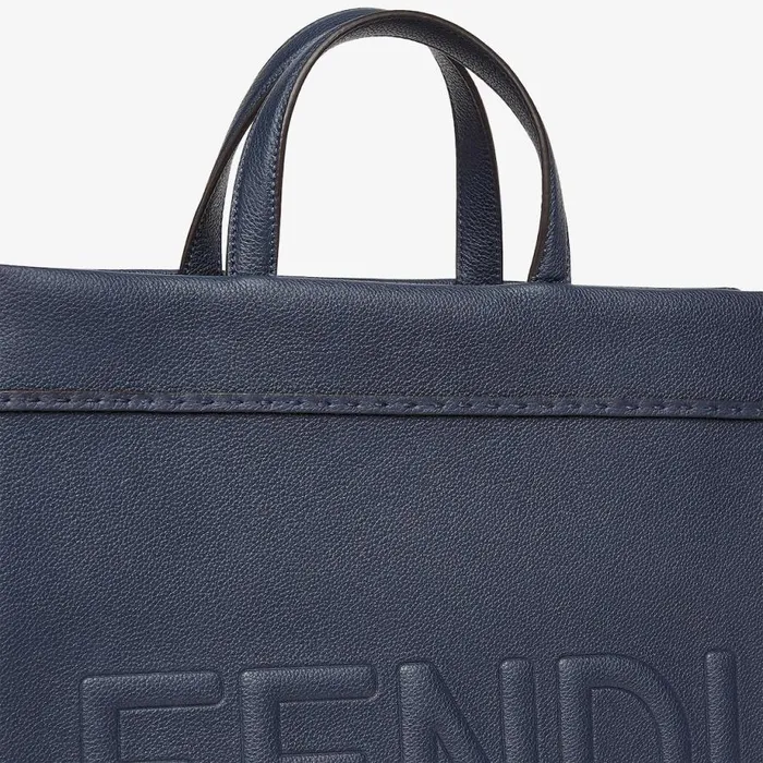 Man Dark Blue Leather Bag Blue Fendi Tote Bags