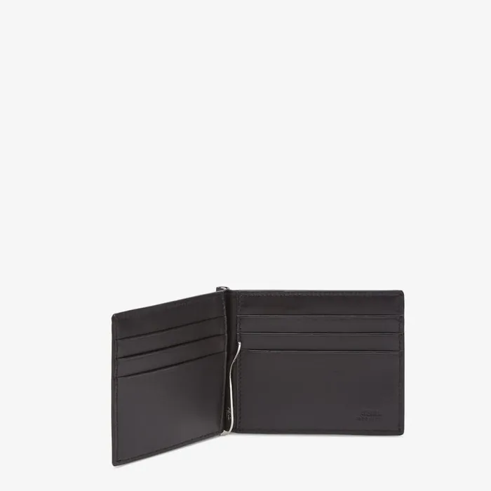 Man Grey Fabric Banknote Clip Grey Fendi Wallets