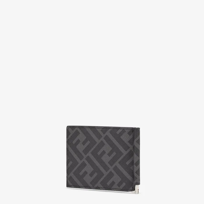 Man Grey Fabric Banknote Clip Grey Fendi Wallets