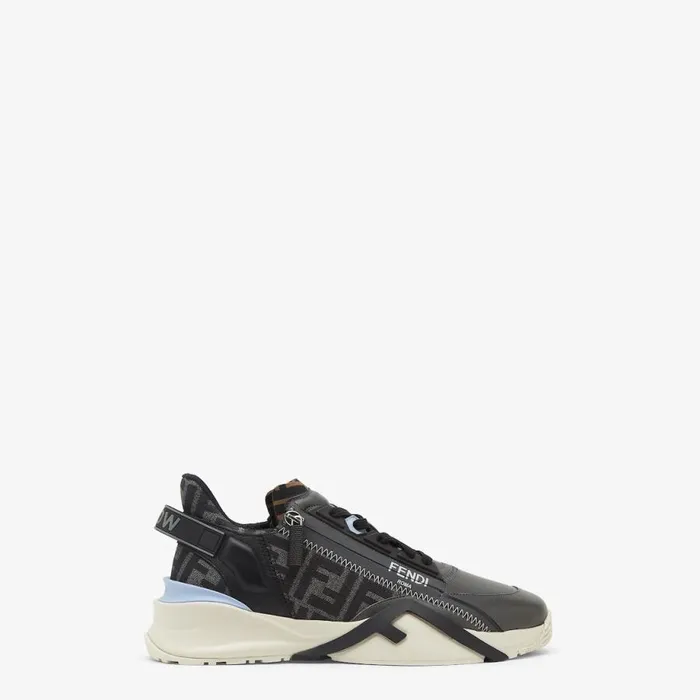 Man Grey Leather LowTops Grey Fendi Fendi Flow