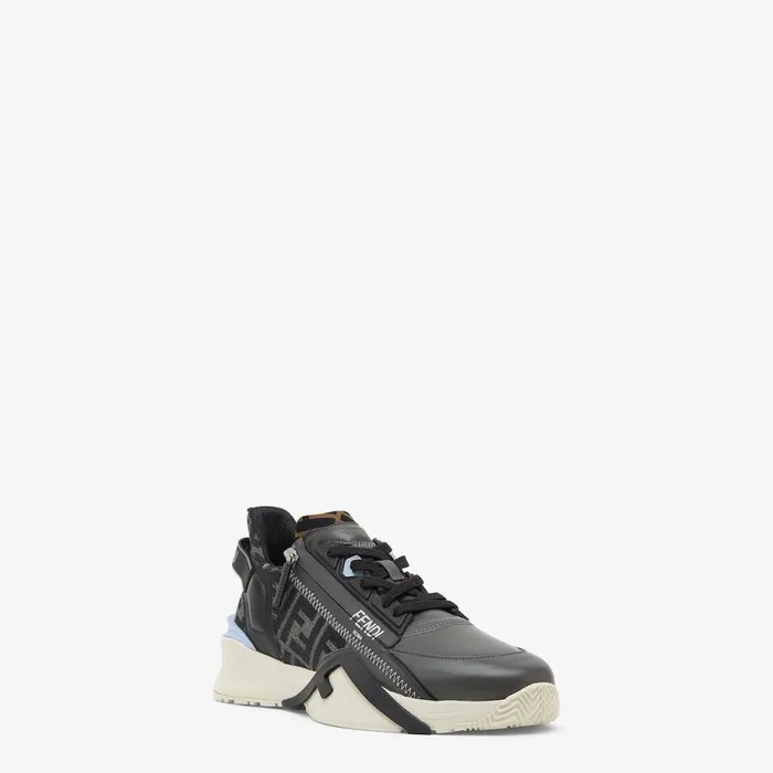 Man Grey Leather LowTops Grey Fendi Fendi Flow