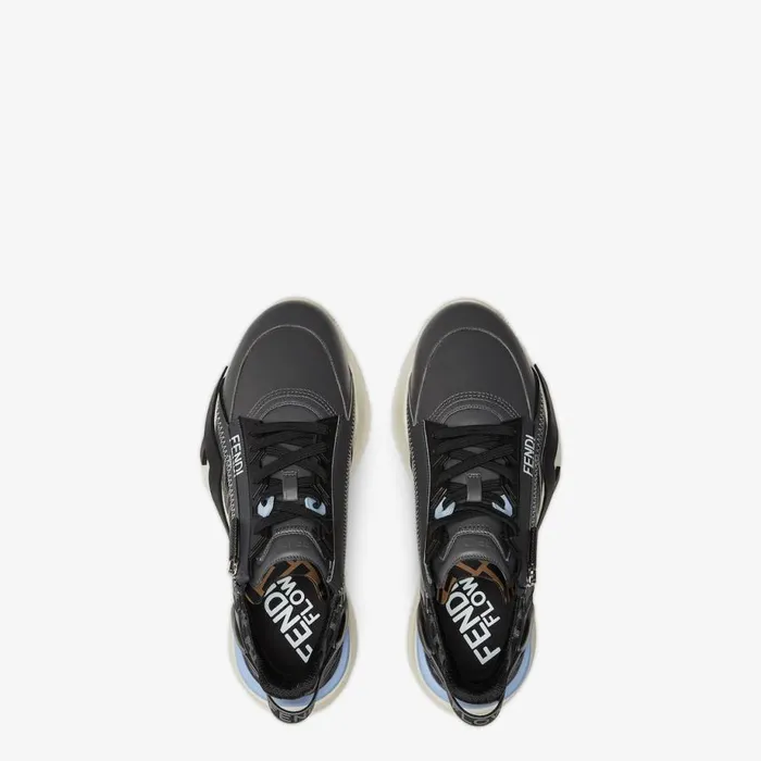Man Grey Leather LowTops Grey Fendi Fendi Flow