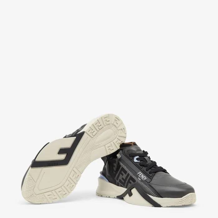 Man Grey Leather LowTops Grey Fendi Fendi Flow
