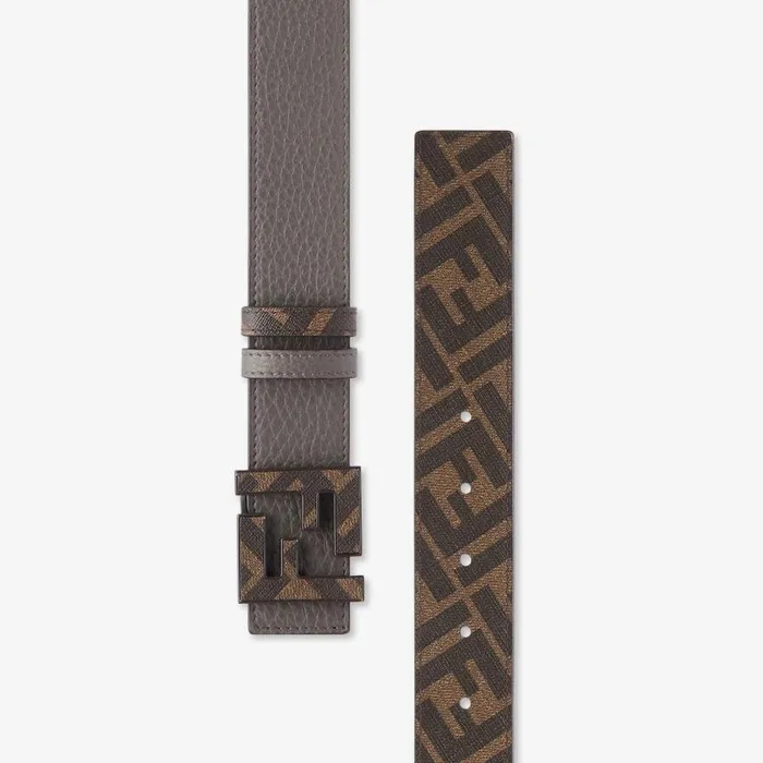 Man Grey Leather Reversible Belt Grey Fendi Belts