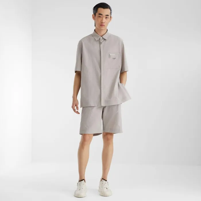 Man Grey Nylon Shirt Grey Fendi Shirts