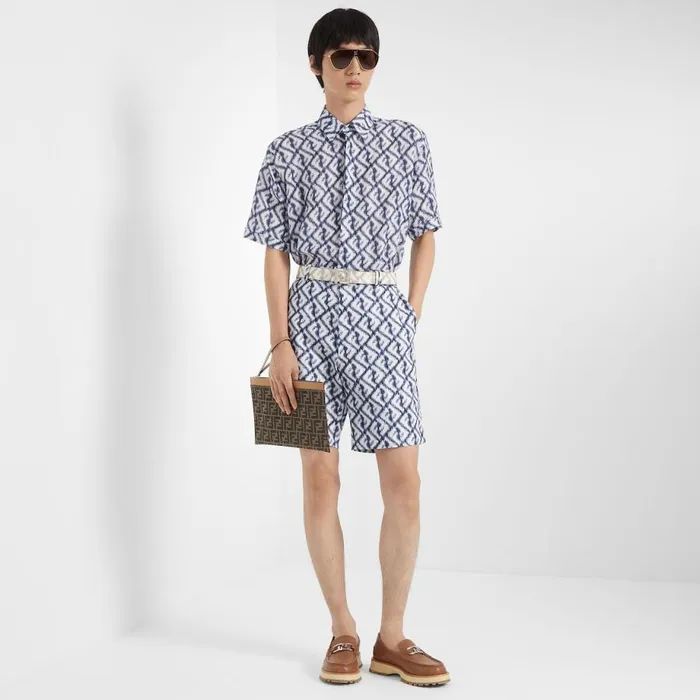 Man Multicolour Linen Trousers Multicolour Fendi Denim and Trousers