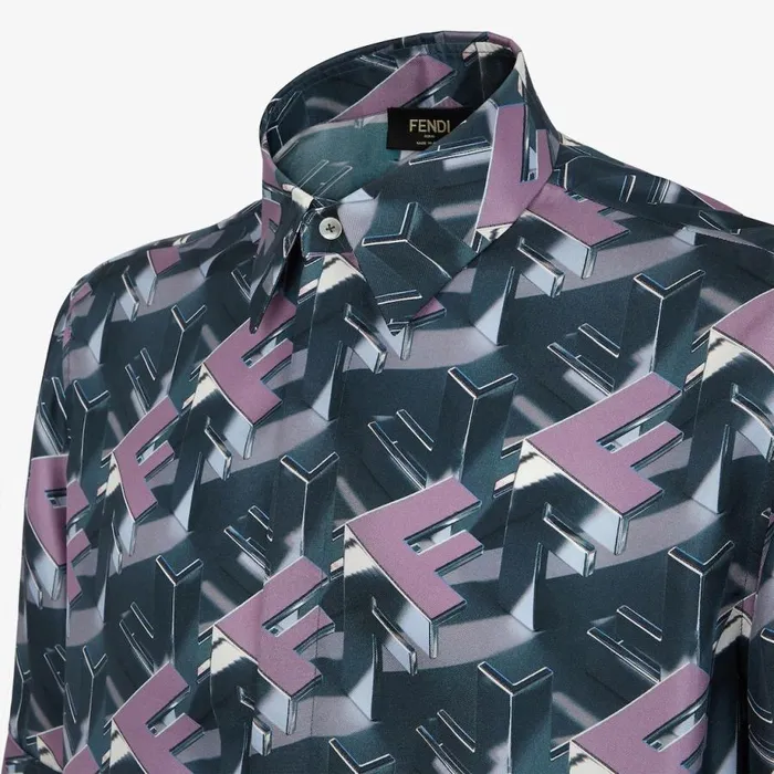 Man Multicolour Silk Shirt Multicolour Fendi Shirts