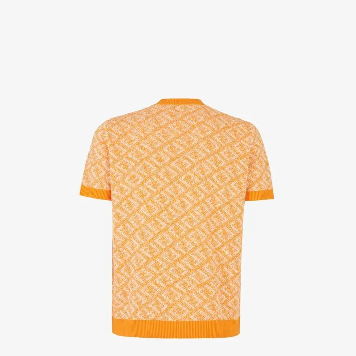 Man Orange Cotton Pullover Orange Fendi Knitwear