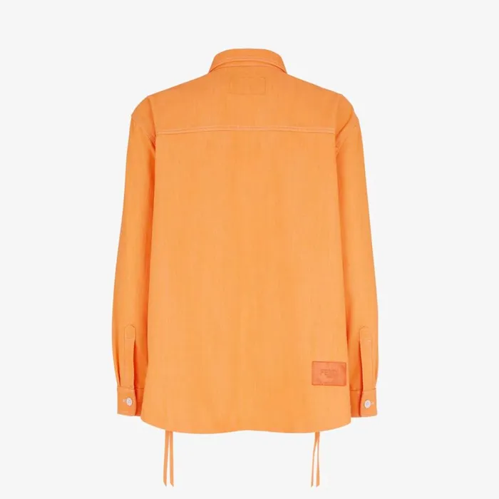 Man Orange Denim Jacket Orange Fendi Coats and Outerwear