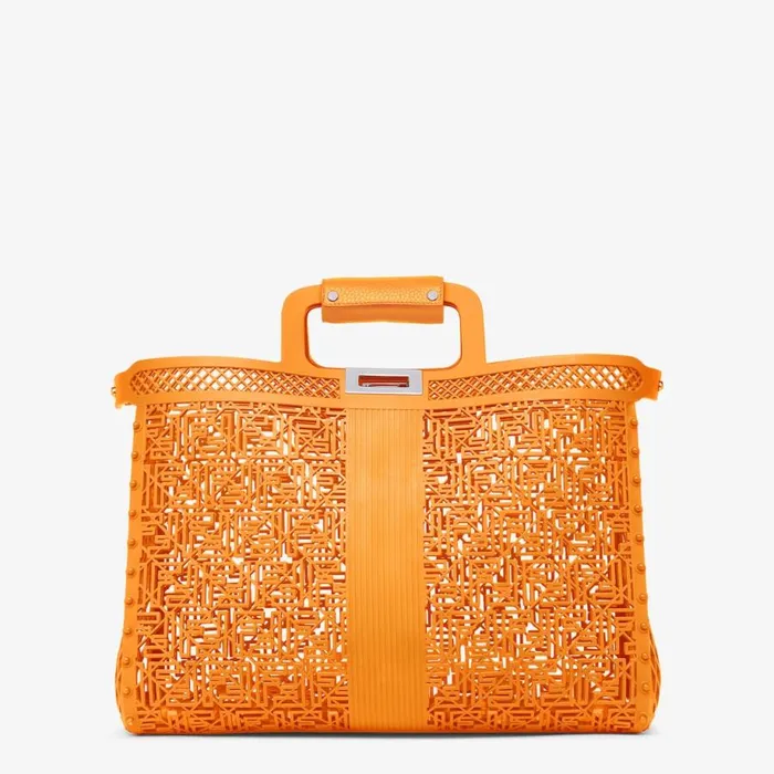 Man Orange Recycled Plastic Bag Orange Fendi Tote Bags