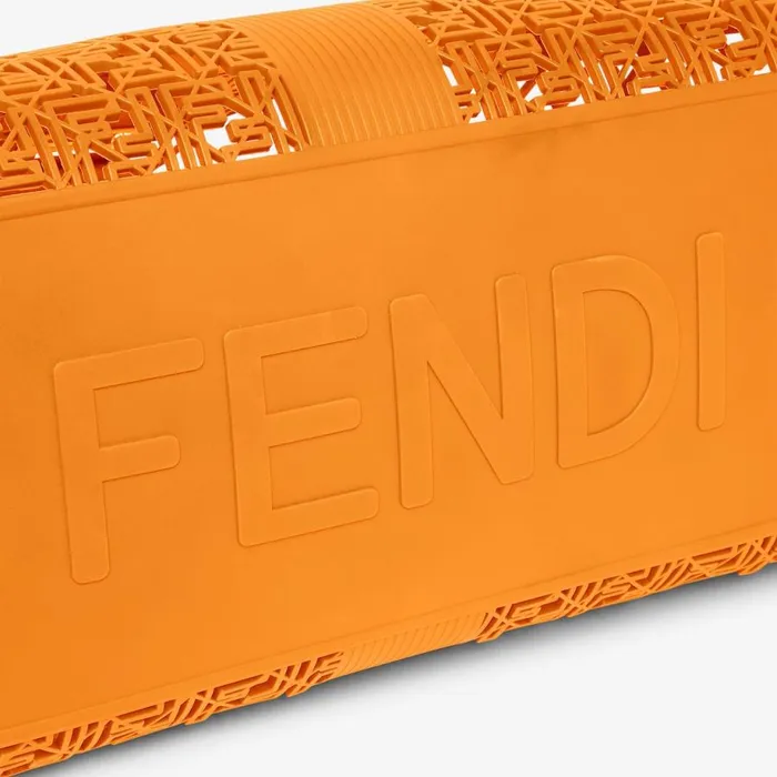 Man Orange Recycled Plastic Bag Orange Fendi Tote Bags
