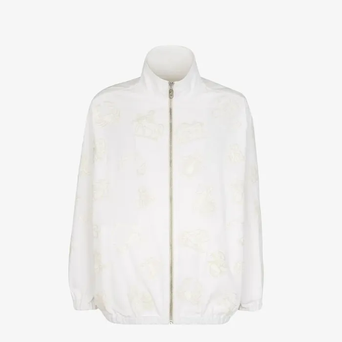 Man White Cotton Jacket White Fendi Coats and Outerwear