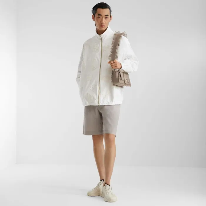 Man White Cotton Jacket White Fendi Coats and Outerwear