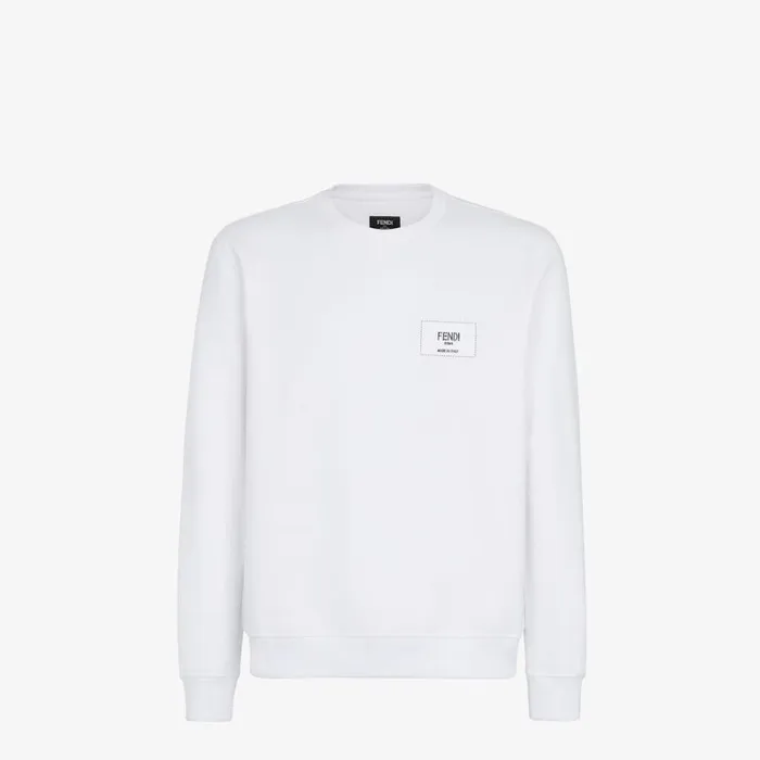 Man White Cotton Sweatshirt White Fendi Sweatshirts