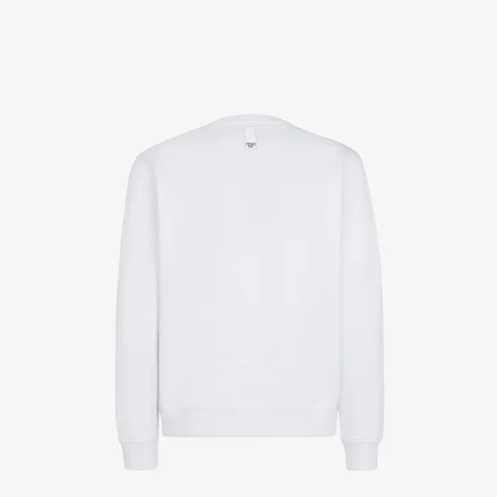 Man White Cotton Sweatshirt White Fendi Sweatshirts