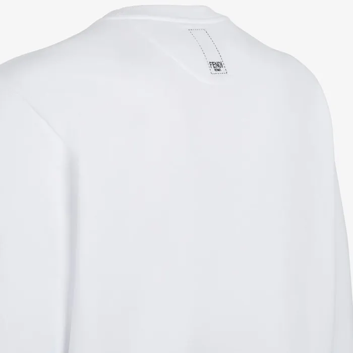 Man White Cotton Sweatshirt White Fendi Sweatshirts