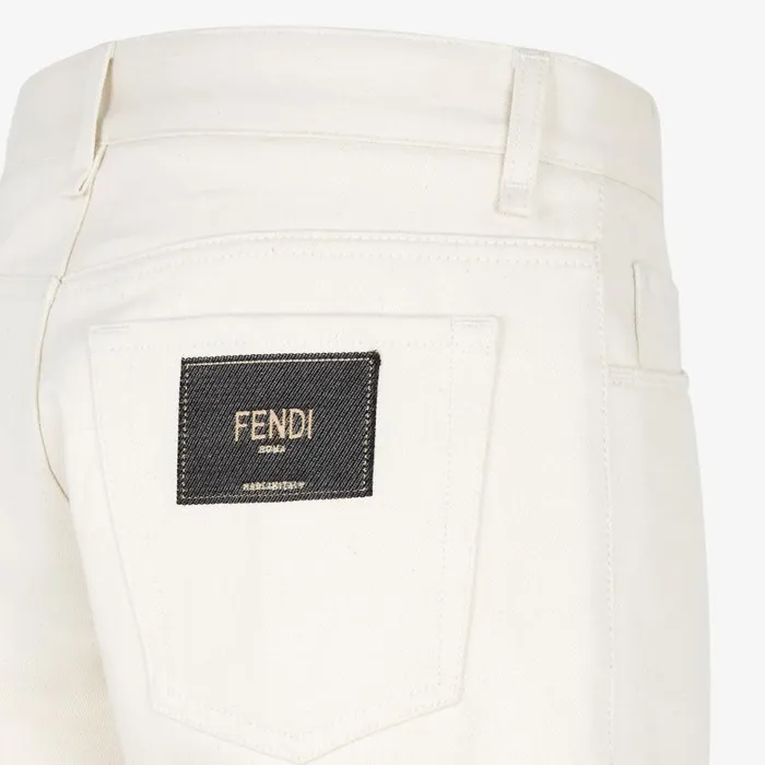 Man White Denim Trousers White Fendi Denim and Trousers