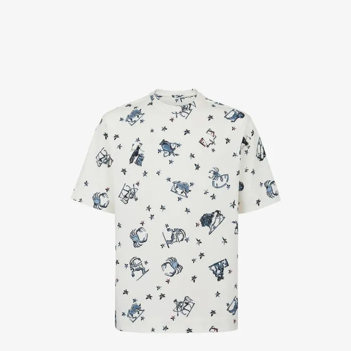 Man White Jersey TShirt White Fendi Coordinated Sets