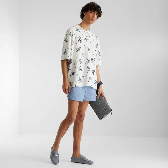 Man White Jersey TShirt White Fendi Coordinated Sets
