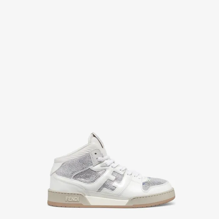 Man White Leather HighTops White Fendi Fendi Match