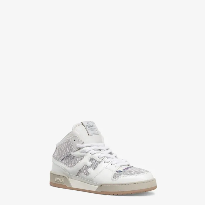 Man White Leather HighTops White Fendi Fendi Match