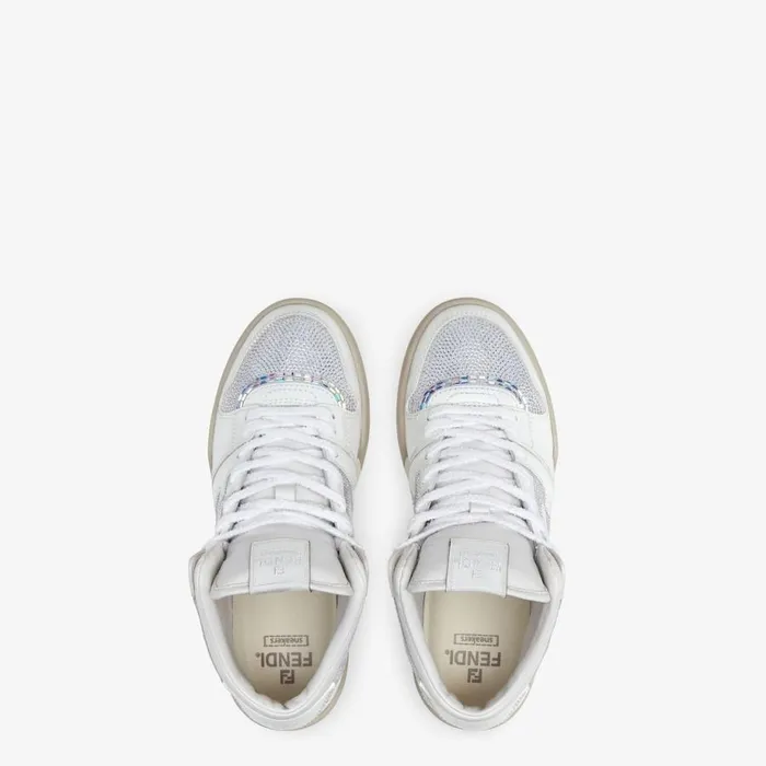 Man White Leather HighTops White Fendi Fendi Match