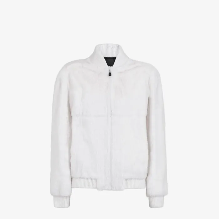 Man White Mink Bomber White Fendi Coats and Outerwear