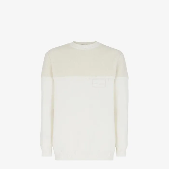 Man White Silk And Wool Jersey White Fendi Knitwear