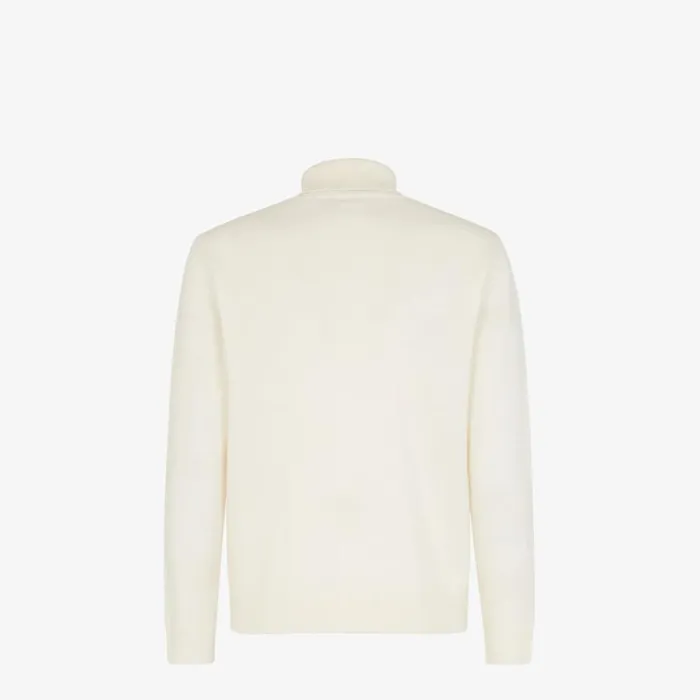 Man White Wool Turtleneck White Fendi Knitwear