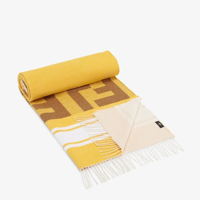 Man Yellow Terry Cloth Beach Towel Yellow Fendi Swimwear