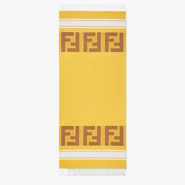 Man Yellow Terry Cloth Beach Towel Yellow Fendi Swimwear