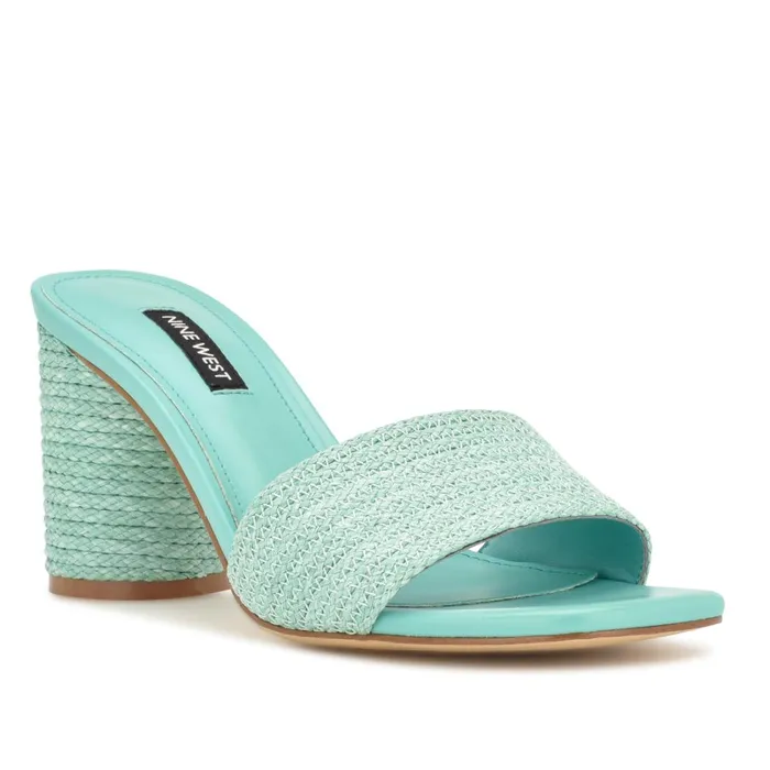 Mapeli Heeled Slide Sandals Aqua Blue Women Nine West Sandals