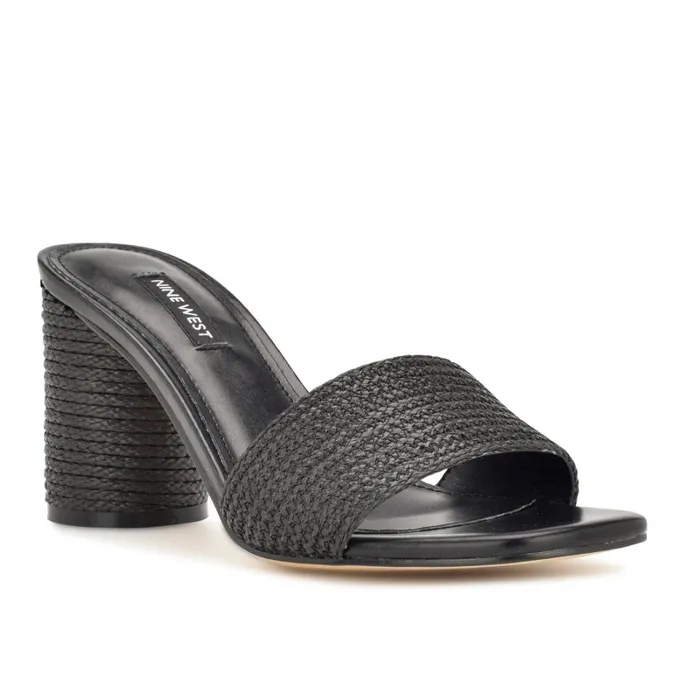 Mapeli Heeled Slide Sandals Black Women Nine West Dress Mapeli Heeled Slide Sandals Black Women Nine West Dress