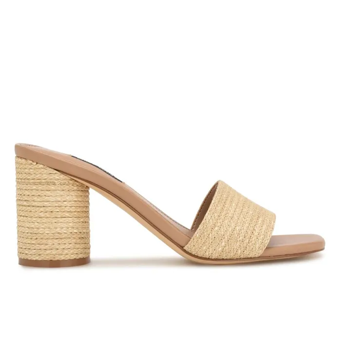 Mapeli Heeled Slide Sandals Natural Women Nine West Mid Heels