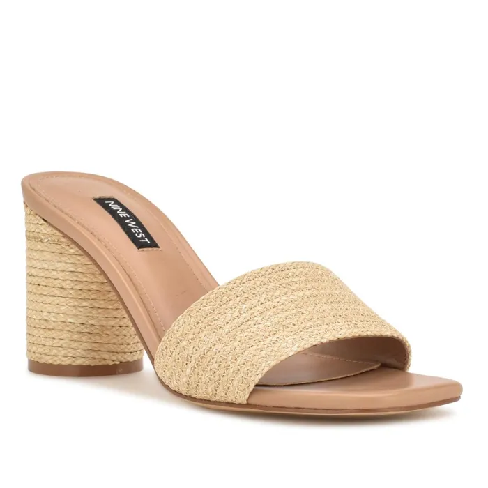 Mapeli Heeled Slide Sandals Natural Women Nine West Mid Heels Mapeli Heeled Slide Sandals Natural Women Nine West Mid Heels