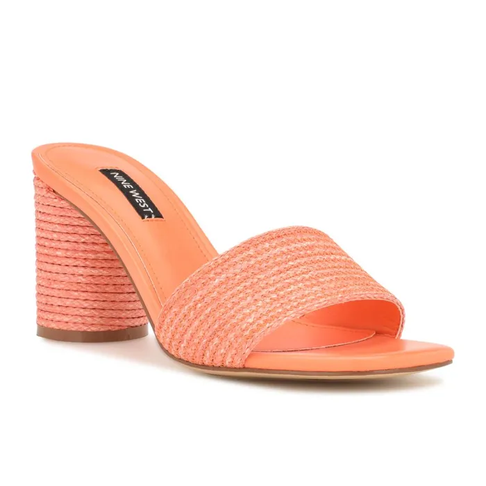 Mapeli Heeled Slide Sandals Orange Women Nine West Heeled Mapeli Heeled Slide Sandals Orange Women Nine West Heeled