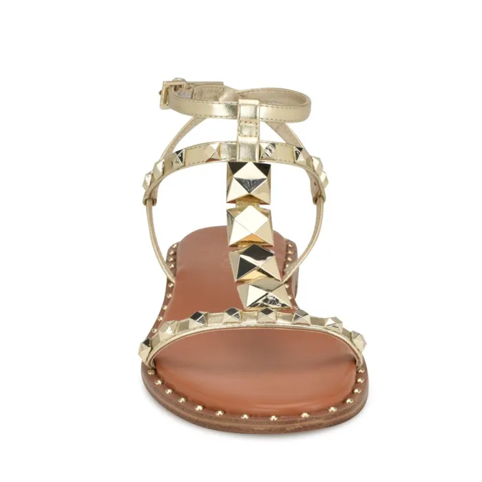 Marcila Studded Ankle Strap Sandals Platino Women Nine West Casual Marcila Studded Ankle Strap Sandals Platino Women Nine West Casual