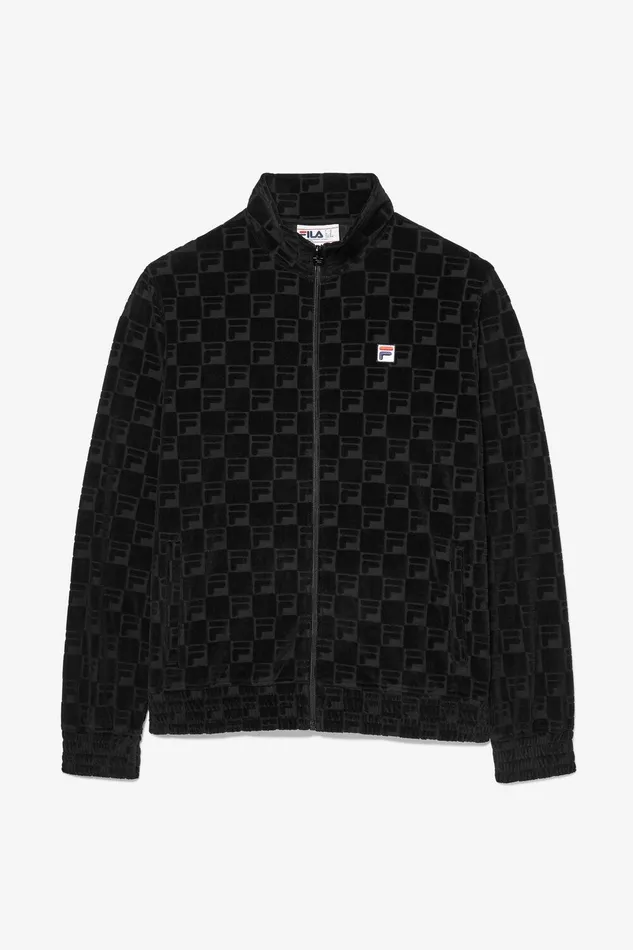 Matching Sets Men Fila Jacquard Velour Track Jacket 001 Black