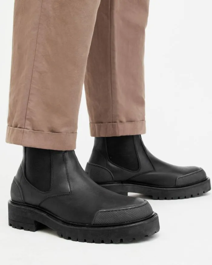 Matrix Leather Work Chelsea Boots Black Men AllSaints Shoes and Boots