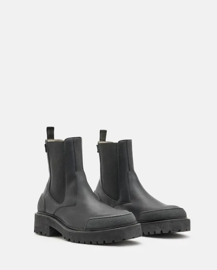 Matrix Leather Work Chelsea Boots Black Men AllSaints Shoes and Boots